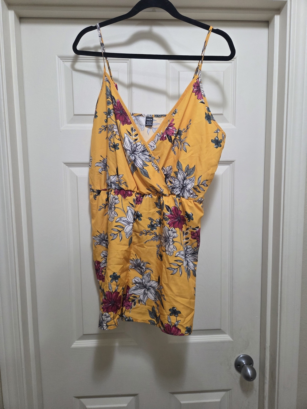 SHEIN Yellow Floral Cami Romper